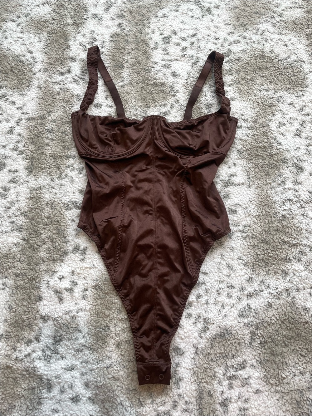 Skims satin stretch brown underwire bodysuit
